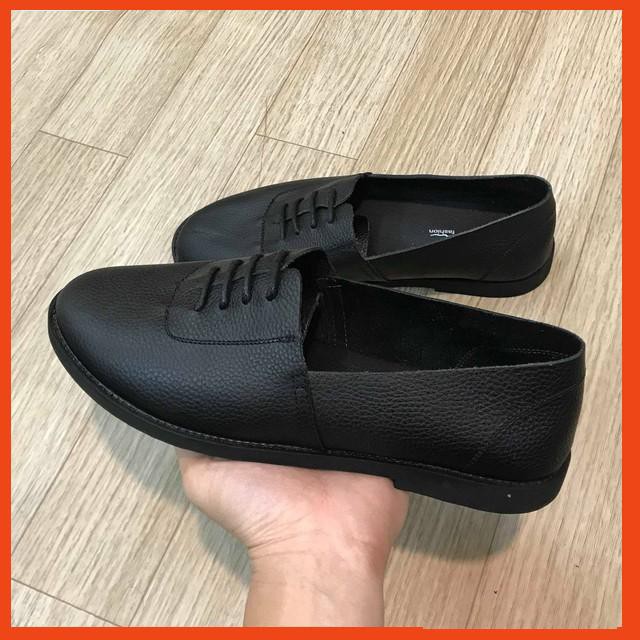 Giày Da Nam Da Bò 100%, Bảo Hành 12 Tháng, Đế Cao Su Đúc - Mã K51 Đen