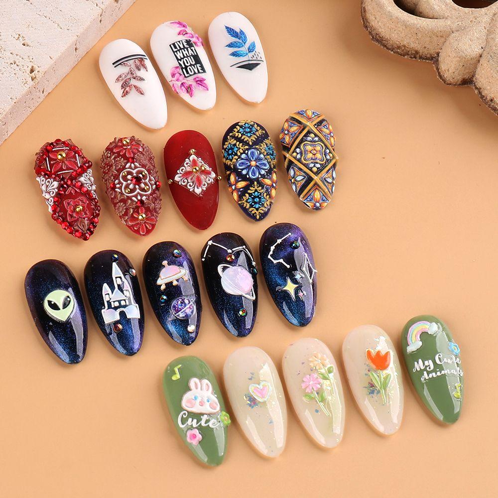 Miếng Dán Trang Trí Móng Tay Tự Dính Họa Tiết Kỳ Lân 5D Dễ Thương