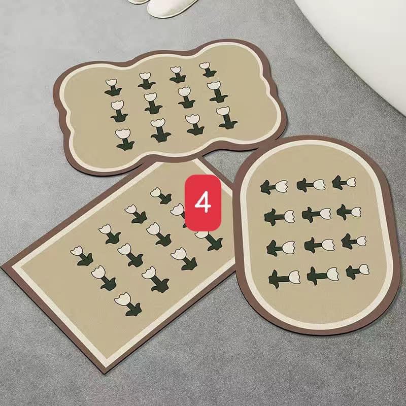Combo 3 thảm lau chùi chân thấm nước chống trượt mix 3 hình decor phòng xinh KT 40X60 cm