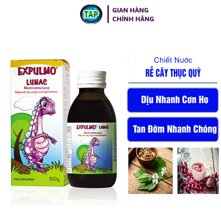 Siro ho cho bé Expulmo Lunac -  HỖ TRỢ GIẢM HO KHAN HO CÓ ĐỜM DÀNH CHO TRẺ EM 150g