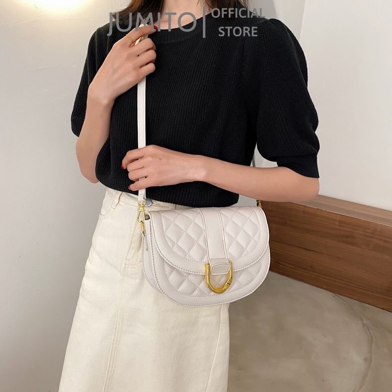 Túi xách nữ đeo chéo kẹp nách C.K vạt bầu size 19 cm trần trám da phồng JUMITO T1.049.DE