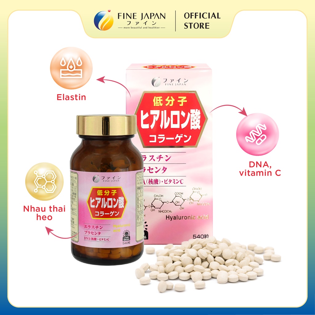 Viên uống Hyaluron & Collagen FINE JAPAN giúp đẹp da, ngăn ngừa lão hoá 81g