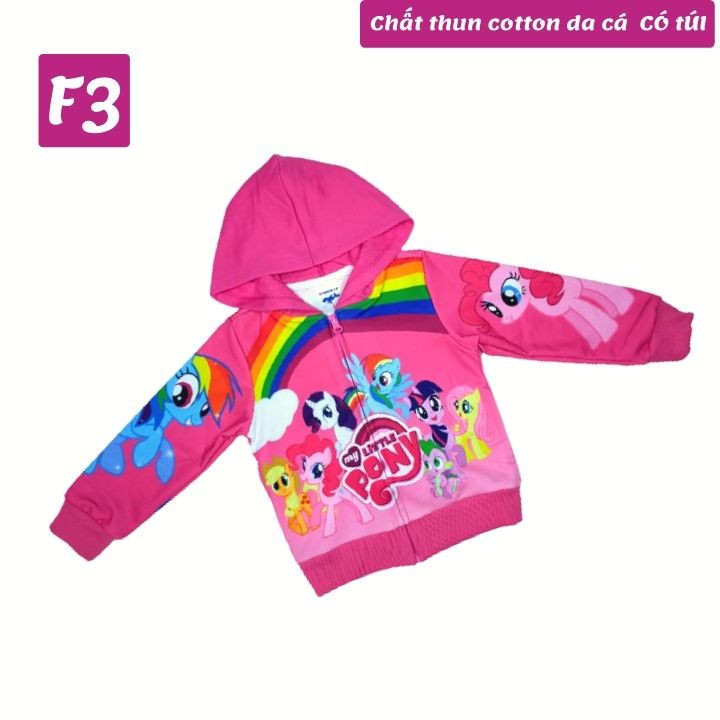 Áo khoác bé gái Pony cầu vồng từ 11-43kg - Thun cotton da cá in 3D cực chất - Tomchuakids