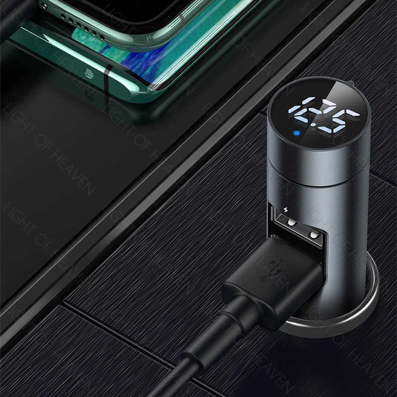 Bộ sạc điện thoại nhanh không dây 2 cổng Usb 3.1a dùng trên xe hơi cho Iphone Samsung