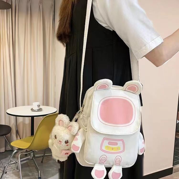 Ba Lô Nhỏ Bằng Nylon Chống Nước In Hình Phi Hành Gia Dễ Thương Phong Cách Nhật Bản Cho Nữ