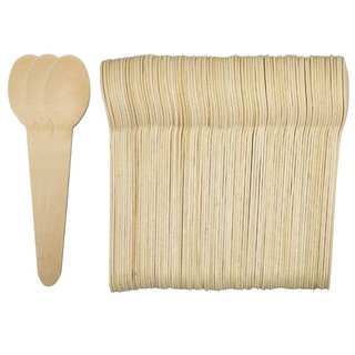 Bộ 100 Thìa ( Muỗng)  gỗ 16cm dùng một lần giá rẻ đẹp thân thiện môi trường