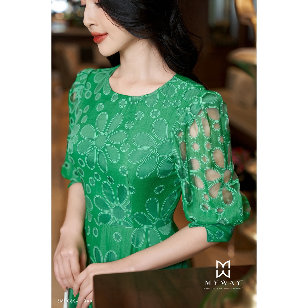 Đầm Ren Nữ Công Sở Dự Tiệc MY WAY Tay Bồng Lỡ Sang Trọng 5MD0894