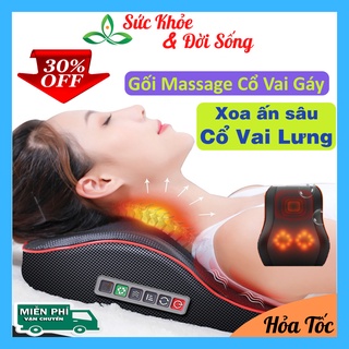 Gối massage cổ vai gáy cao cấp có 16 bi lăn có hồng ngoại tựa lưng - Gối massage vai gáy toàn thân đa năng | BH 6 Tháng