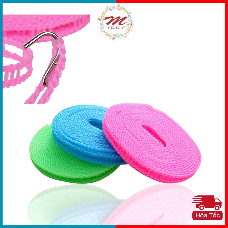 Dây Phơi Quần Áo, Dây Phơi Đồ Có Lổ Móc Di Động Dài 5m Bền Chắc - MTDDT