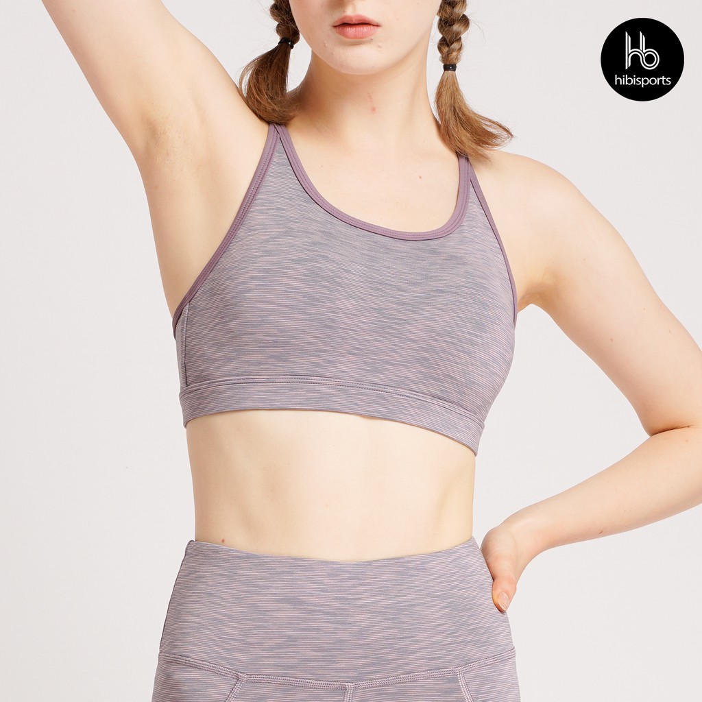 Set đồ tập yoga cho nữ Hibi Sports H116, áo bra 2 dây viền, quần lưng cao, kèm mút