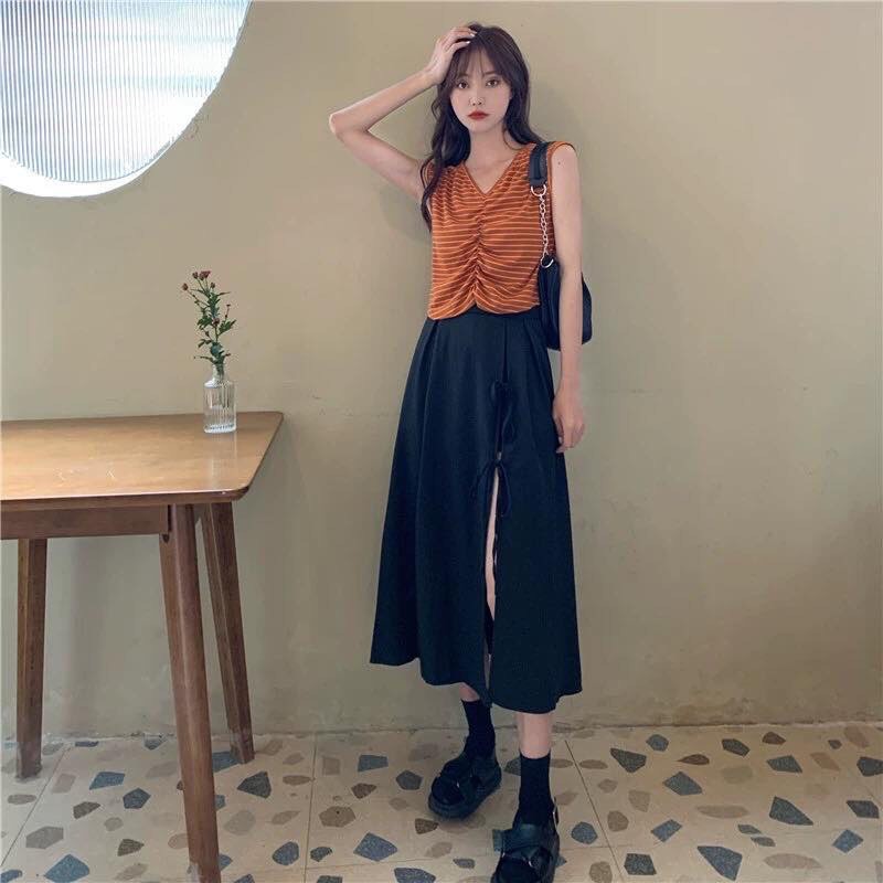 Chân Váy Nữ 🦋 Chân Váy Đen Xẻ Nơ Điệu Đà Siêu Xinh 🦋 593 | BigBuy360 - bigbuy360.vn