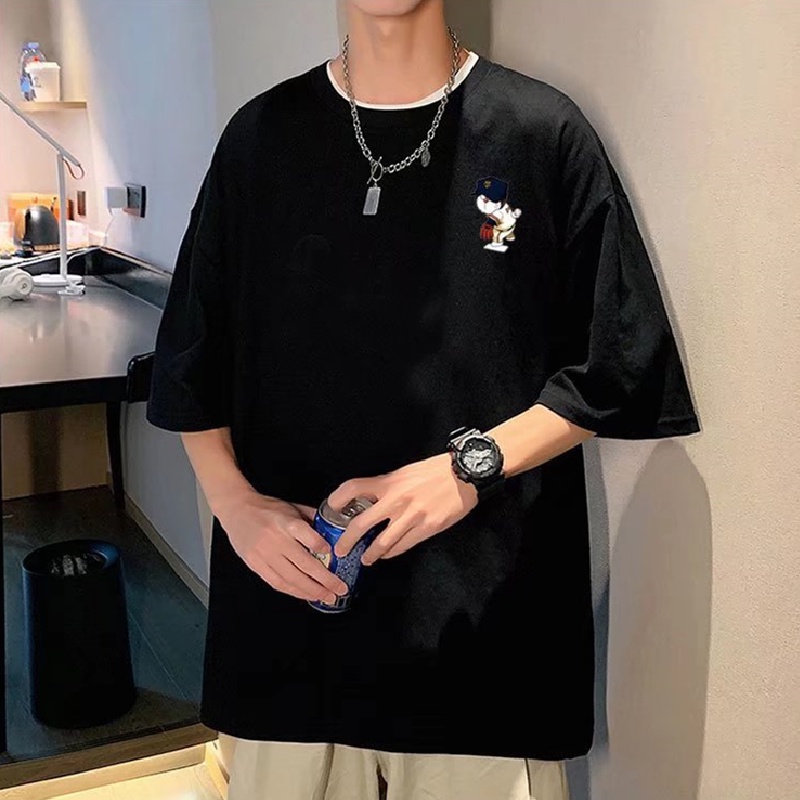 Áo Thun Tay Ngắn Dáng Rộng In Họa Tiết Hoạt Hình Phong Cách Hàn Quốc Thời Trang Mùa Hè Cho Nam Và Nữ Size M-8XL