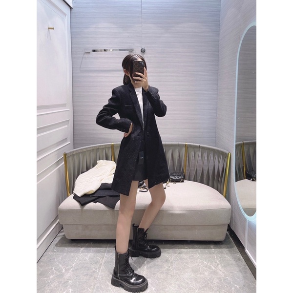 Áo khoác dạ mẫu mới thời trang nữ dáng dài thương hiệu Saint Laurent cao cấp