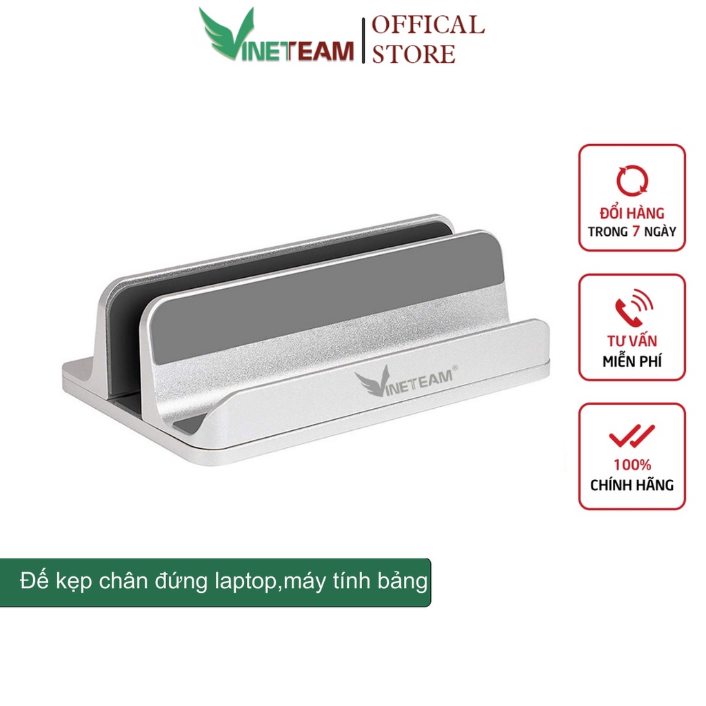 Giá Đỡ Kiêm Đế Kẹp Nhôm Dựng Đứng Một Khe Có Gờ VINETTEAM A1 Cho Laptop Điều Chỉnh Độ Rộng -4234