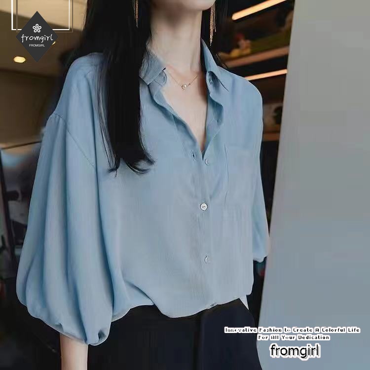 Áo vải voan dáng rộng phong cách retro Hàn Quốc thời trang mùa hè 2021