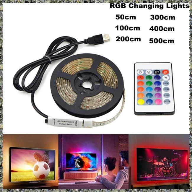 Bộ dây đèn LED RGB USB 5V đổi màu chống thấm nước tích hợp remote điều khiển từ xa