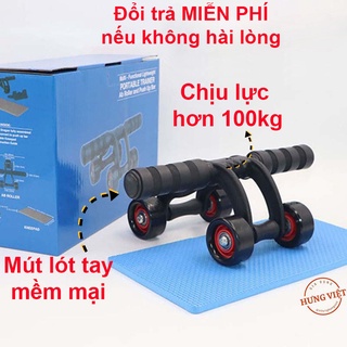 Dụng cụ tập thể dục, con lăn tập cơ bụng, eo thon 4 bánh, an toàn, nhỏ gọn [LĂN THỂ DỤC]