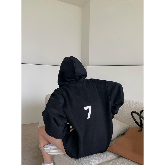 COZOK Áo Hoodie tay dài form rộng theo phong cách retro Hàn Quốc