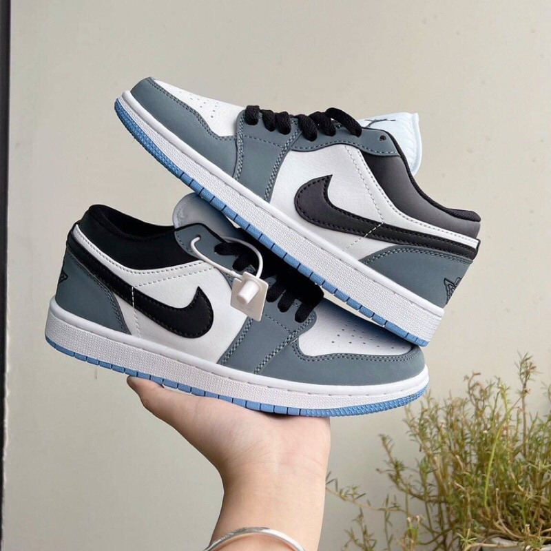 Jordan xanh dương móc đen da thật 11 . Giày jd1 xanh low thể thao nam nữ sneaker