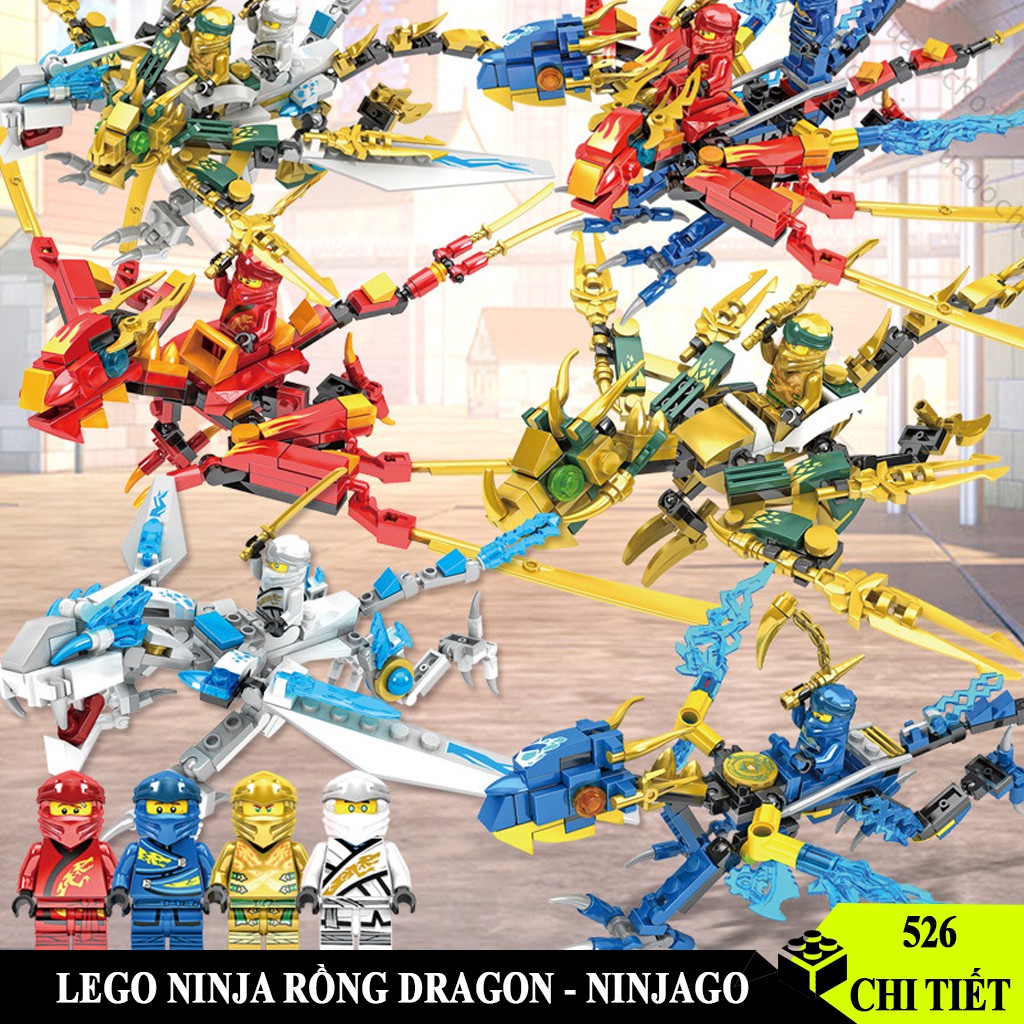 [526 CHI TIẾT ]Bộ Đồ chơi lắp ráp Ninja Rồng Sấm Sét Kèm Nhân Vật Ninja