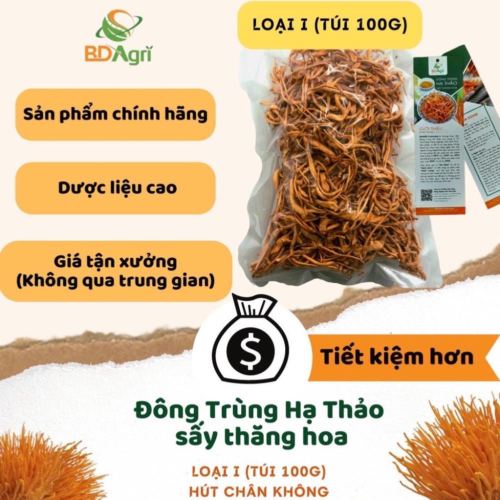 Đông trùng hạ thảo khô chính hãng BDAGRI loại 1 túi 1KG dược liệu cao sấy thăng hoa bồi bổ sức khoẻ ăn ngon ngủ tốt