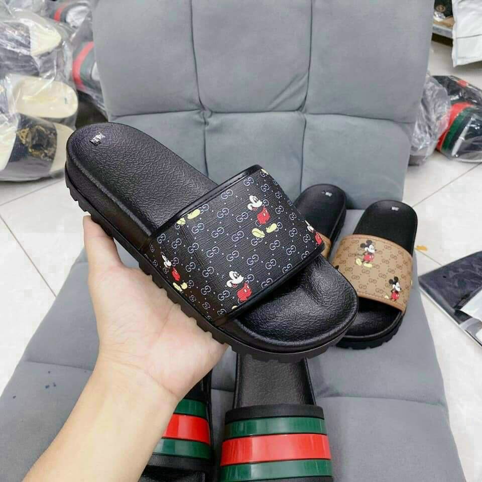 Dép lê mickey gucci GC GG nam đen nâu , Dép quai ngang nam hot trend 2021 full size 36-43