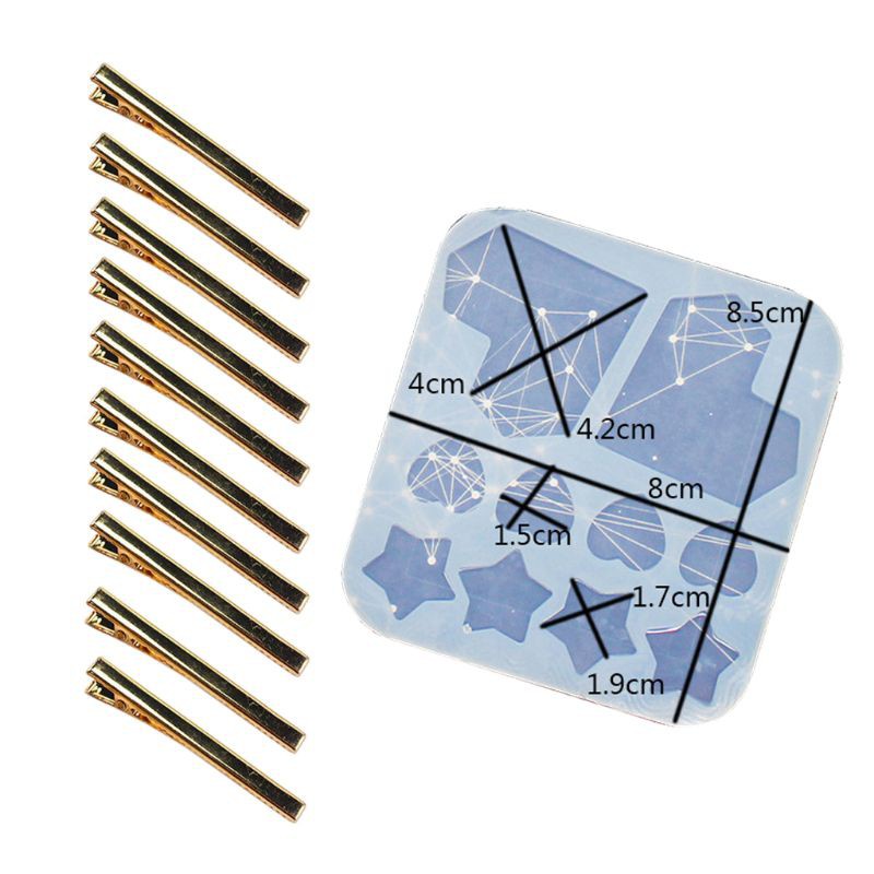 Khuôn Silicone Làm Kẹp Tóc Hình Trái Tim / Ngôi Sao Bằng Nhựa Epoxy Diy