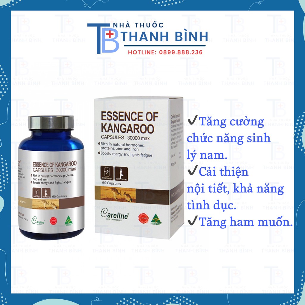 CARELINE ESSENCE OF KÀNGAROO hộp 60 viên - Hỗ Trợ Tăng Cường Sinh Lý, Giúp Ngăn Ngừa Mãn Dục Ở Nam Giới