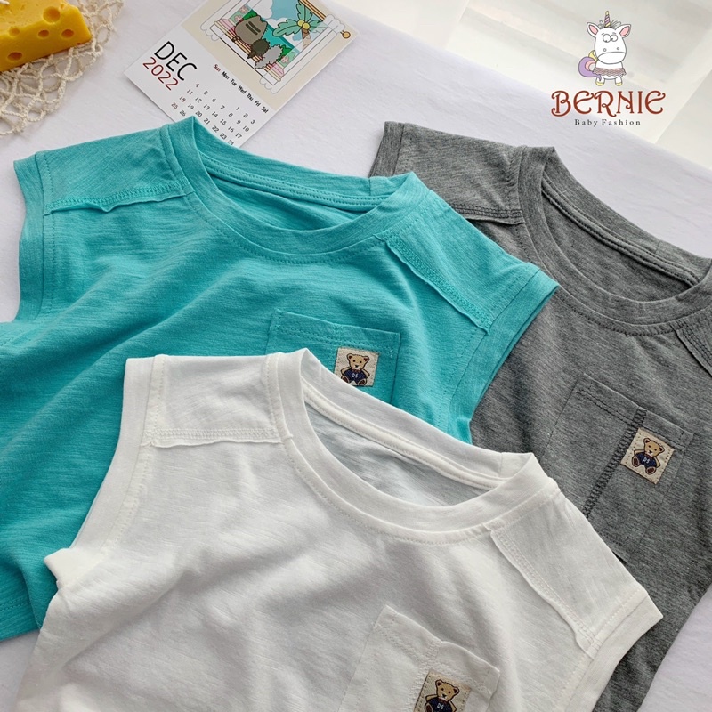 Áo ba lỗ Tank Top cotton xước gấu bé trai-MS34