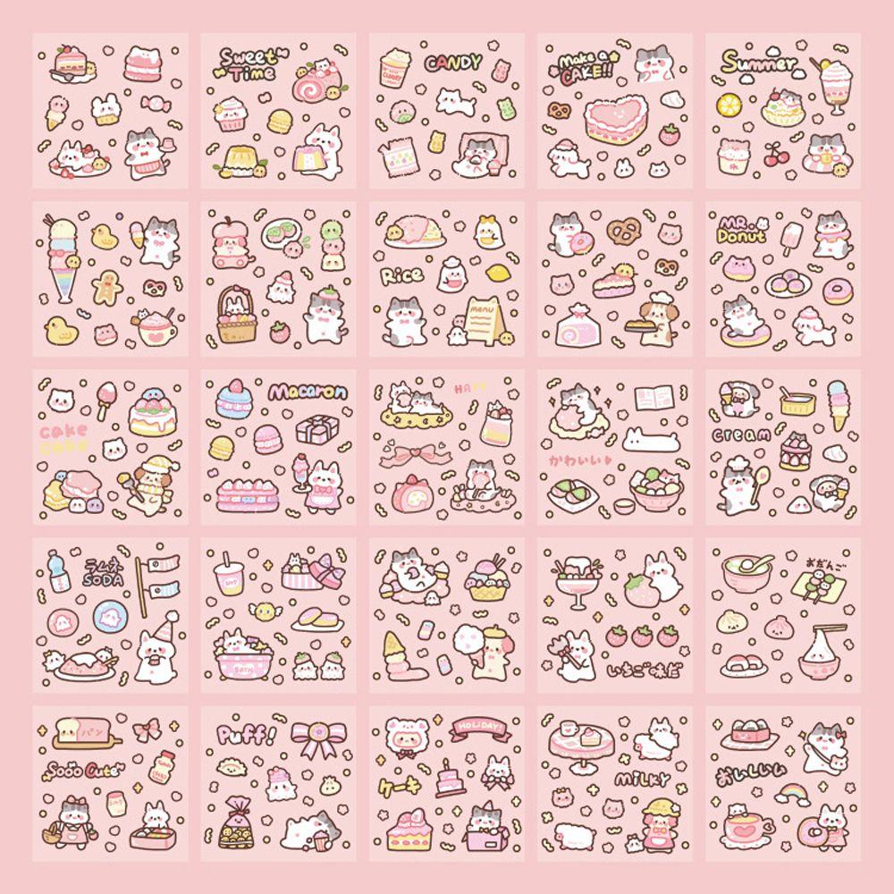 Sticker Dán Trang Trí Sổ Tay Nhật Ký Hình Mèo Dễ Thương