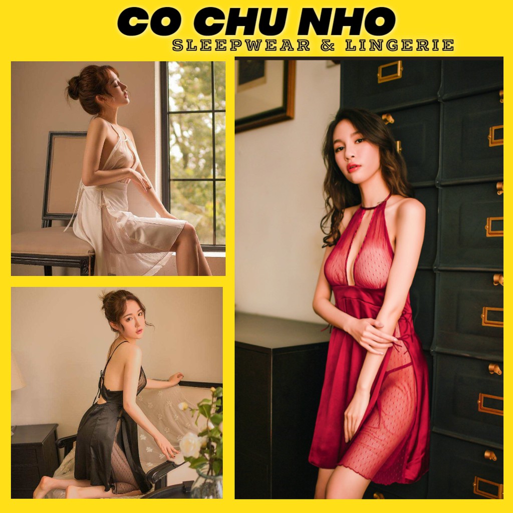 Q11.HCM [BL 134]  Đầm ngủ satin lụa phối ren quyến rũ [không mút ngực ] - CÔ CHỦ NHỎ