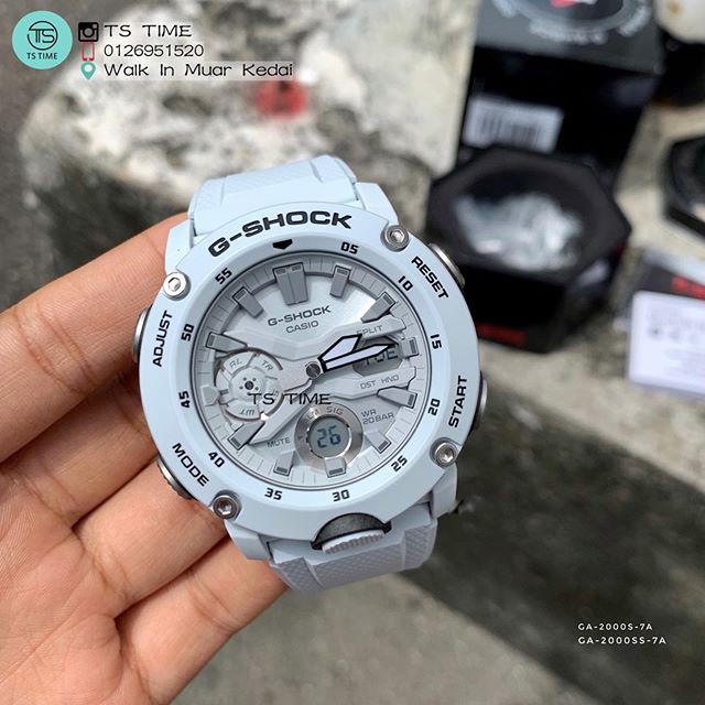 Đồng hồ nam Casio G Shock GA-2000S-7ADR Dây Màu Trắng - Lõi Cacbon - Chống Nước 200m , bảo hành 12 tháng