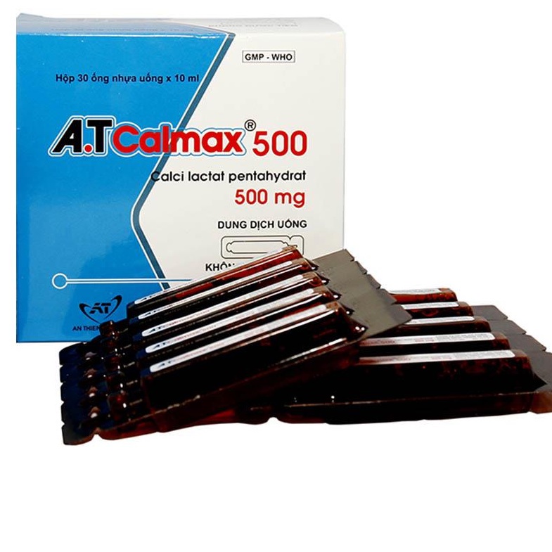 Calmax Calcium Lactat hộp 30 ống An Thiên dạng siro dễ uống bổ sung canxi cho trẻ em và người lớn