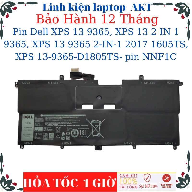 Pin laptop Dell XPS 13 9365, XPS 13 2 IN 1 9365, XPS 13 9365 2-IN-1 2017 1605TS, XPS 13-9365-D1805TS