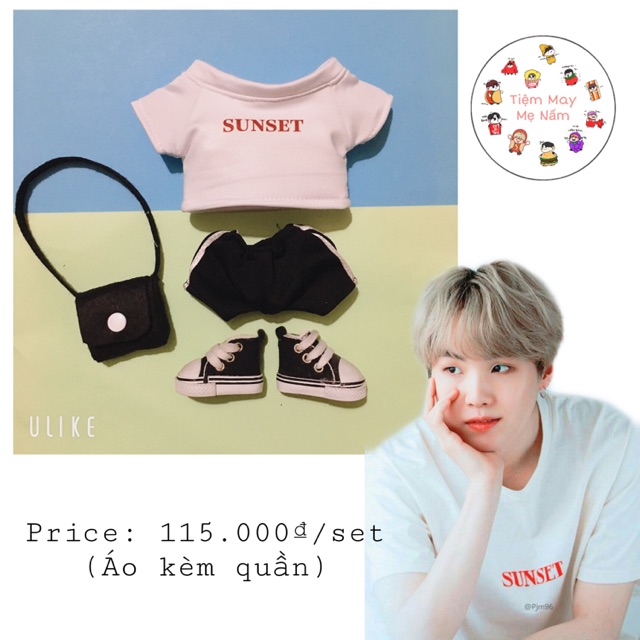 Outfit doll: set áo cheap mmt Suga BTS cho doll 15-20cm có sẳn