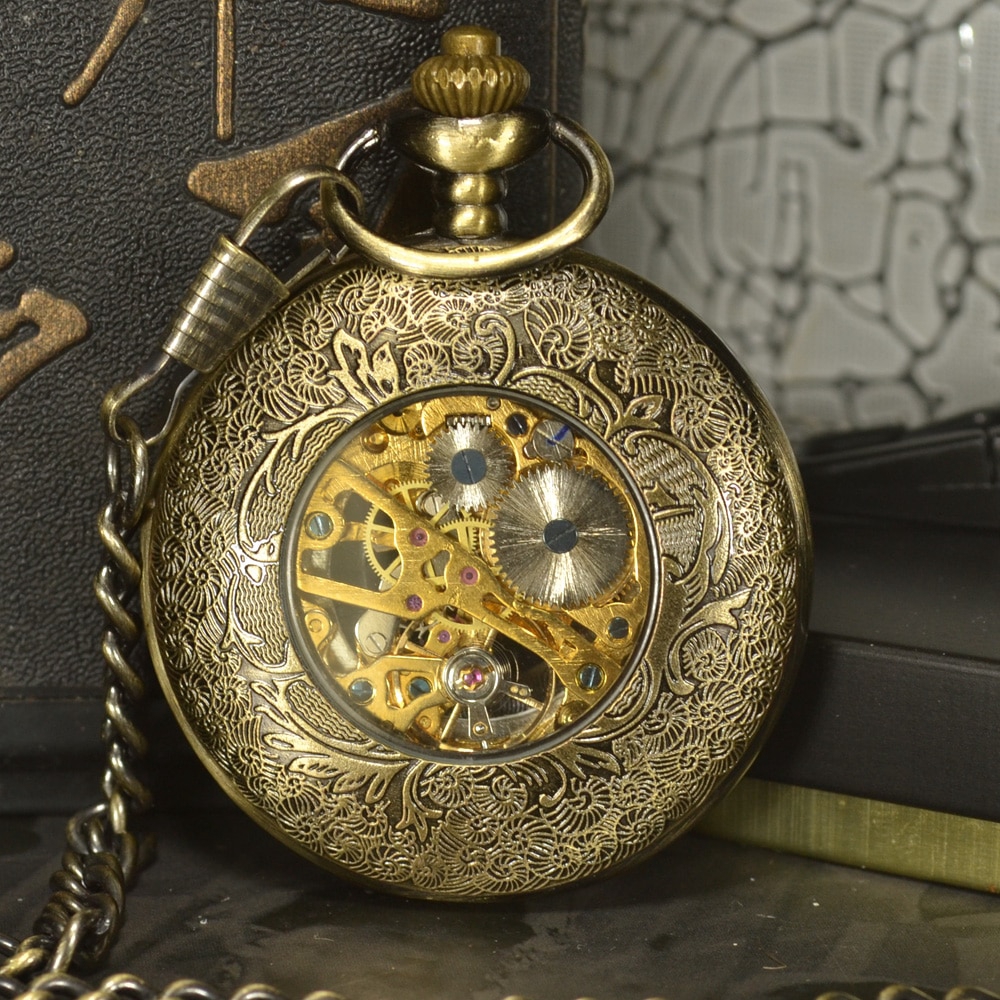 Đồng Hồ Quả Quýt Chạm Khắc Hình Bộ Xương