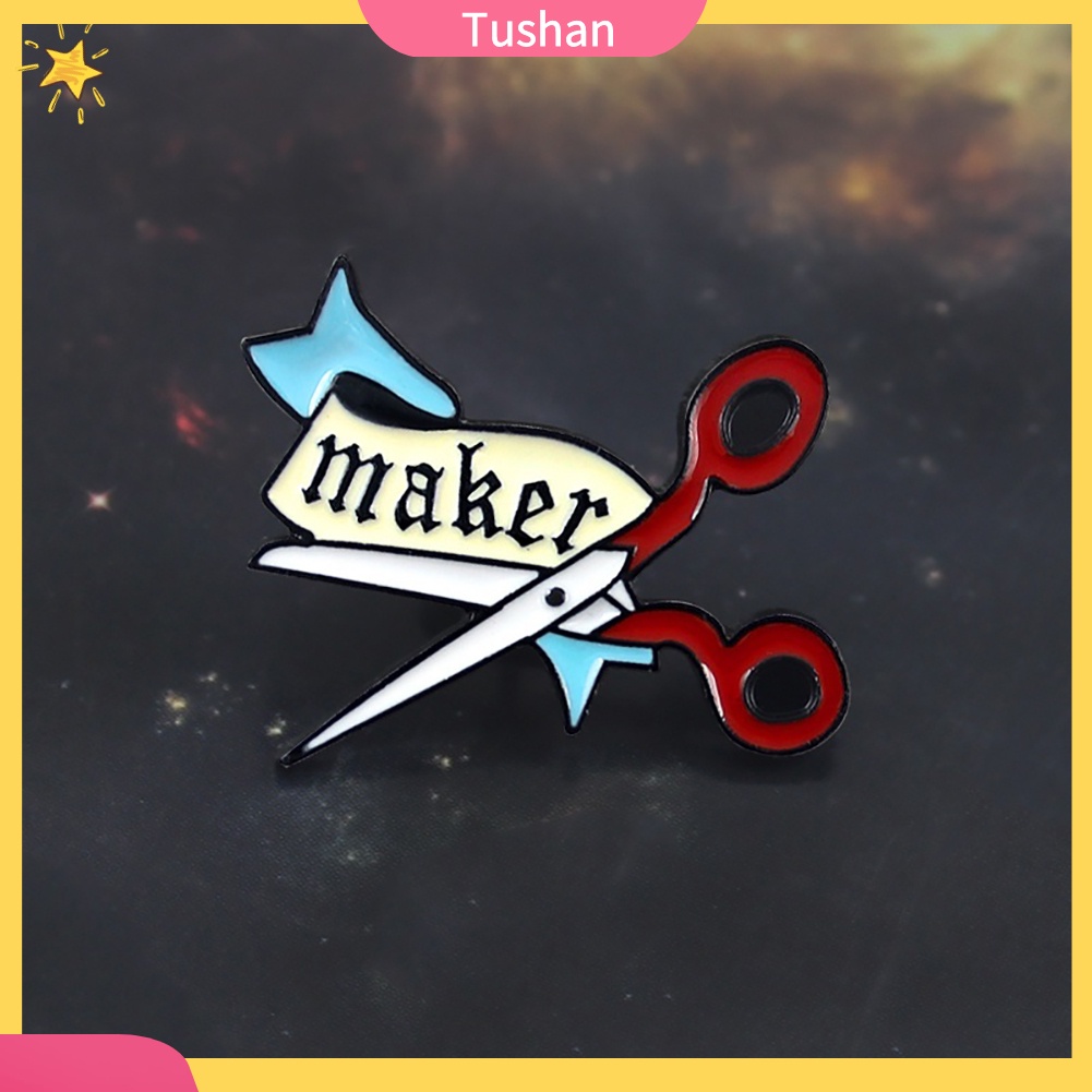 Trâm Cài Áo Hình Kéo Và Ruy Băng