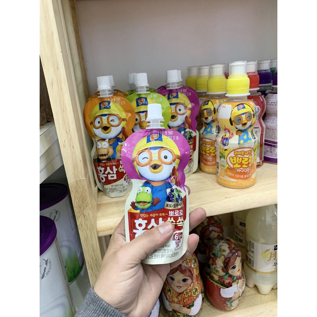 NƯỚC HỒNG SÂM TRẺ EM TRÁI CÂY PALDO PORORO HÀN QUỐC CAM GÓI 100ML