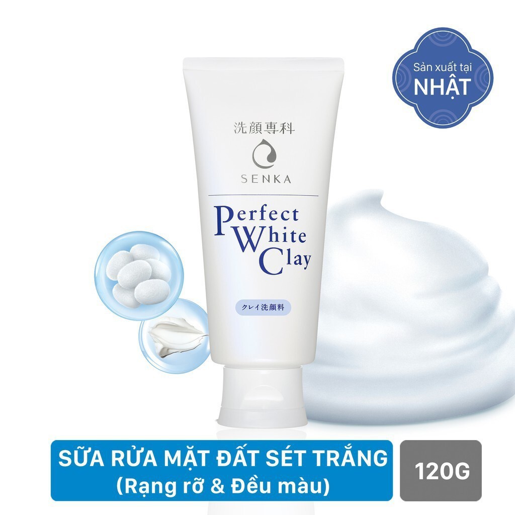 Sữa rửa mặt tạo bọt chiết xuất đất sét trắng Senka Perfect White Clay 120g