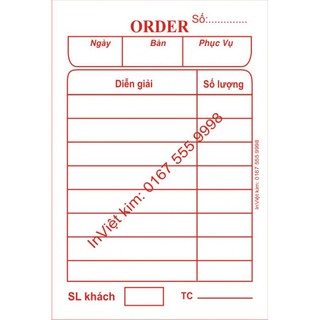 50 Cuốn Sổ Order 2 Liên Size 6x8 cm