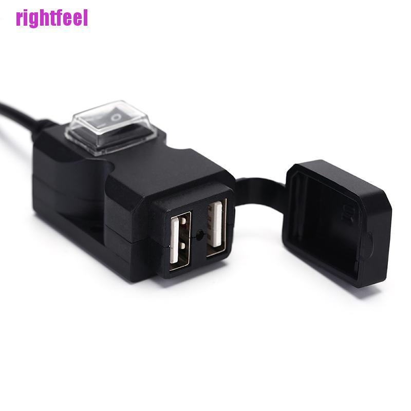 Ổ Cắm Sạc Usb Kép 12v Chống Nước Có Công Tắc Và Lái Xe Mô Tô