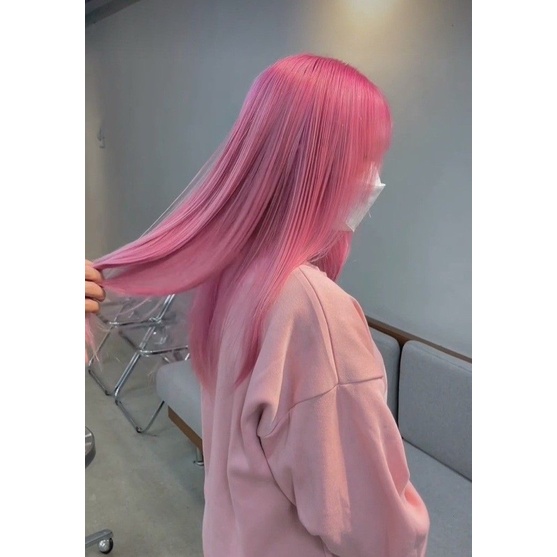 Thuốc Nhuộm Tóc Màu HỒNG PASTEL , Màu Thời Trang Baby Pink của Hanahairs kèm găng tay cheng,mũ trùm buddy,bịt tai minzi