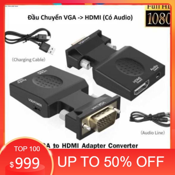 Bộ Đầu chuyển đổi tín hiệu cáp Vga sang hdmi có âm thanh