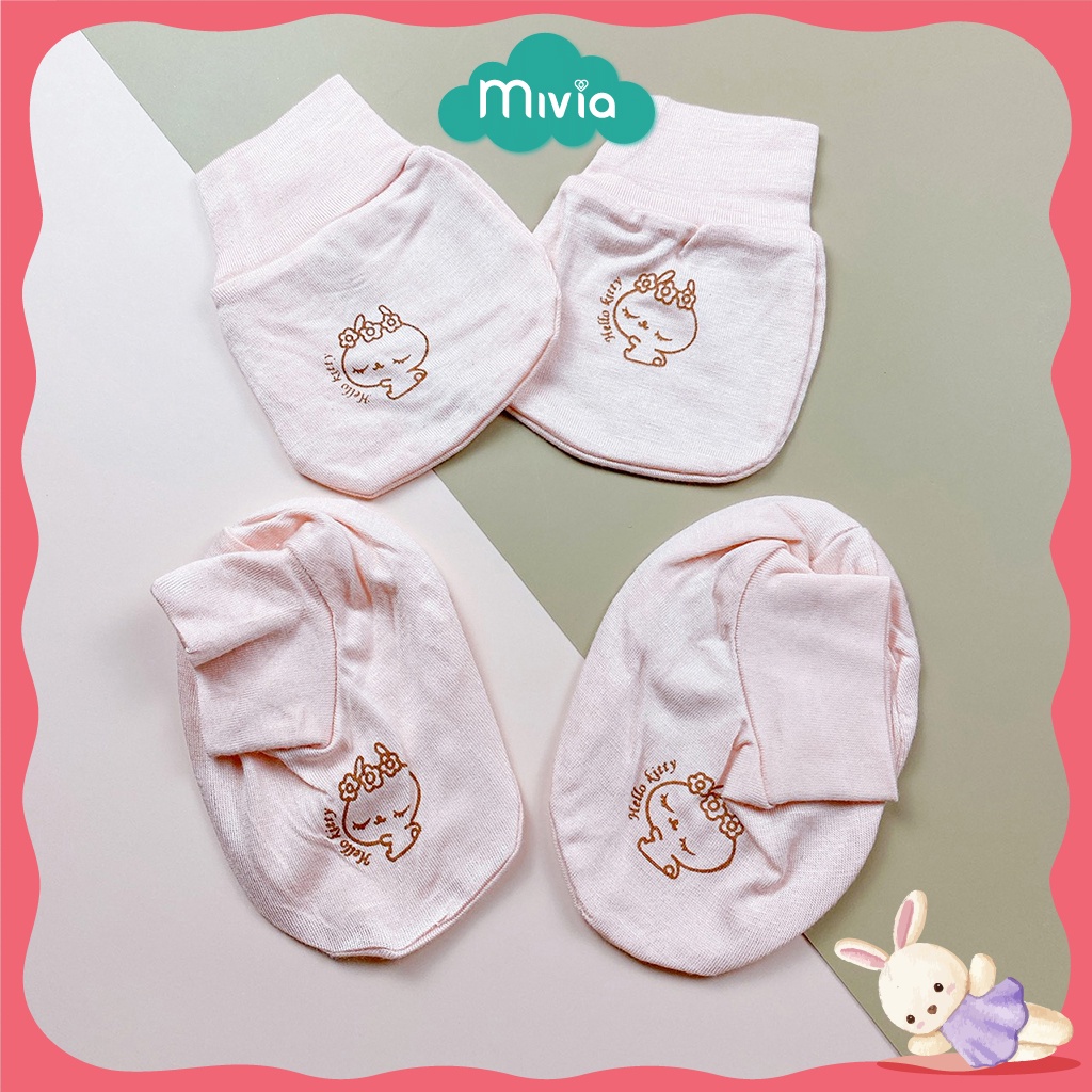 Bao tay bao chân cho bé sơ sinh, set bao tay chân cho bé Cotton