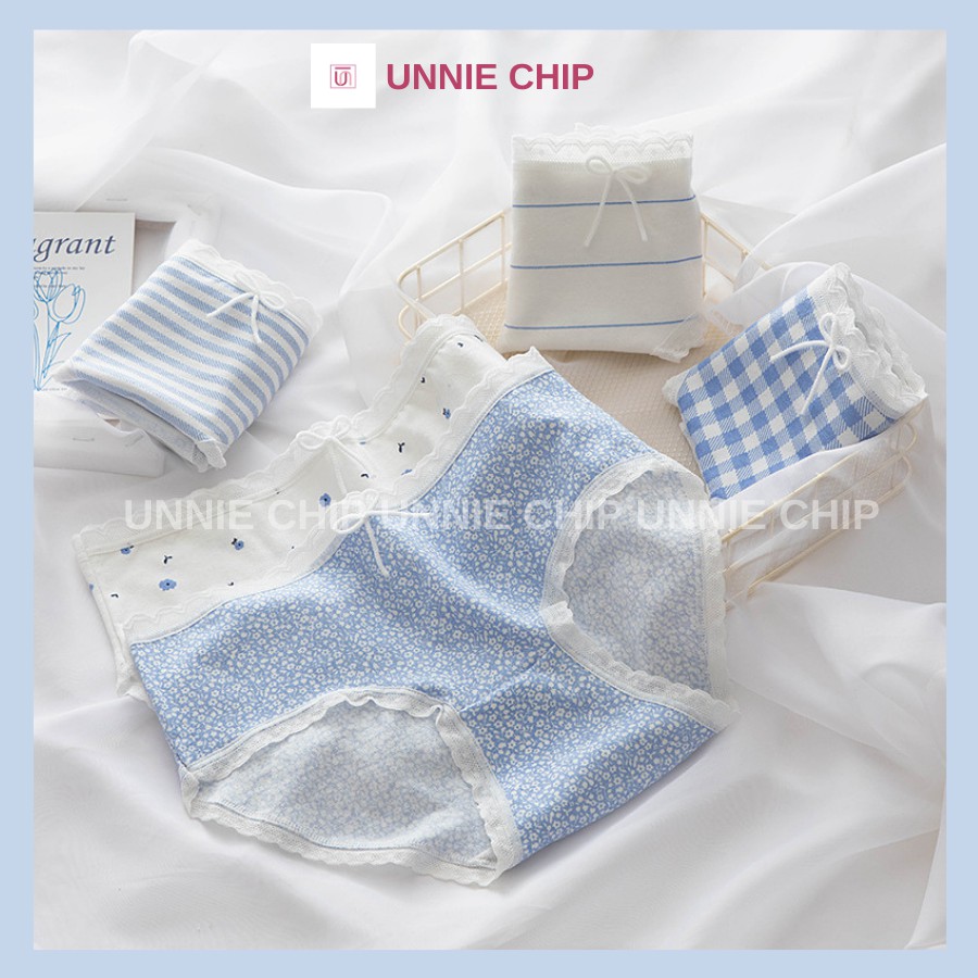 Quần lót xanh pastel họa tiết hoa nhí viền ren điệu đà sexy co giãn thấm mồ hôi QL018 | BigBuy360 - bigbuy360.vn