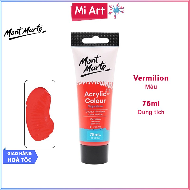 Màu Acrylic Mont Marte 75ml - Vermilion - Acrylic Colour Paint Signature 75ml (2.54oz) - MSCH7509