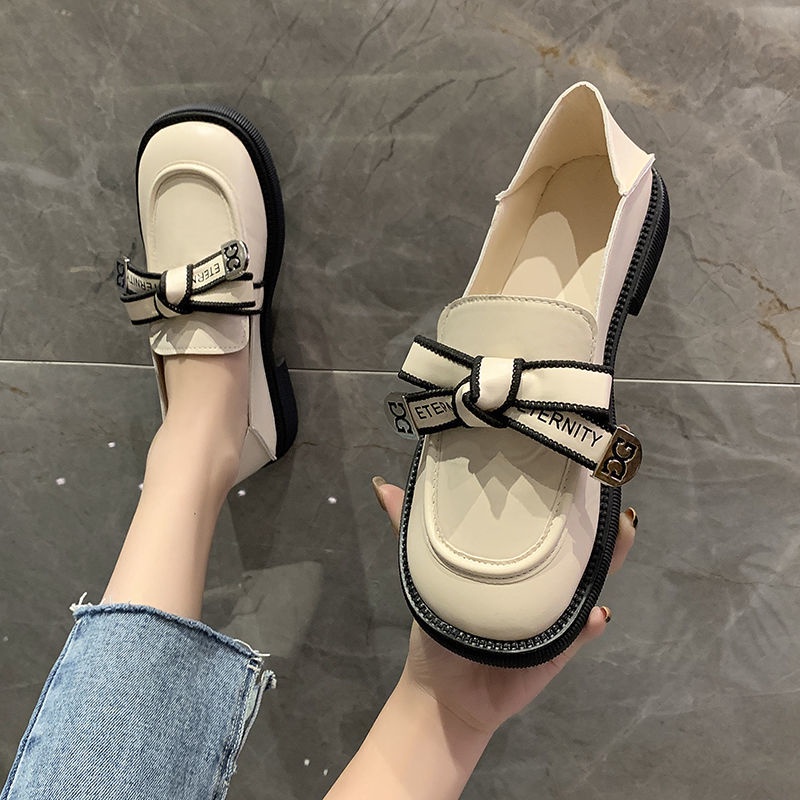 Giày búp bê da mềm mũi tròn thời trang mùa hè 2021 cho nữ