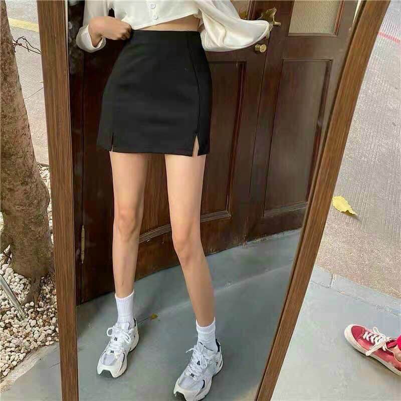 Chân váy chữ a ngắn xẻ trước,Chân váy ngắn công sở  có quần trong chống lộ | BigBuy360 - bigbuy360.vn
