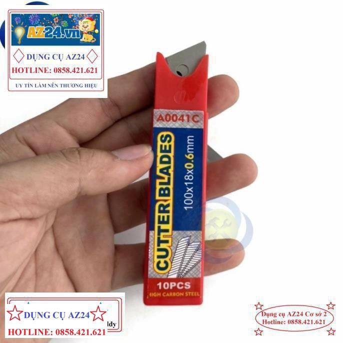 Lưỡi dao rọc giấy C-Mart A0041C 7 rãnh 10 lưỡi/hộp 100 X 18 X 0.5mm  Đài Loan