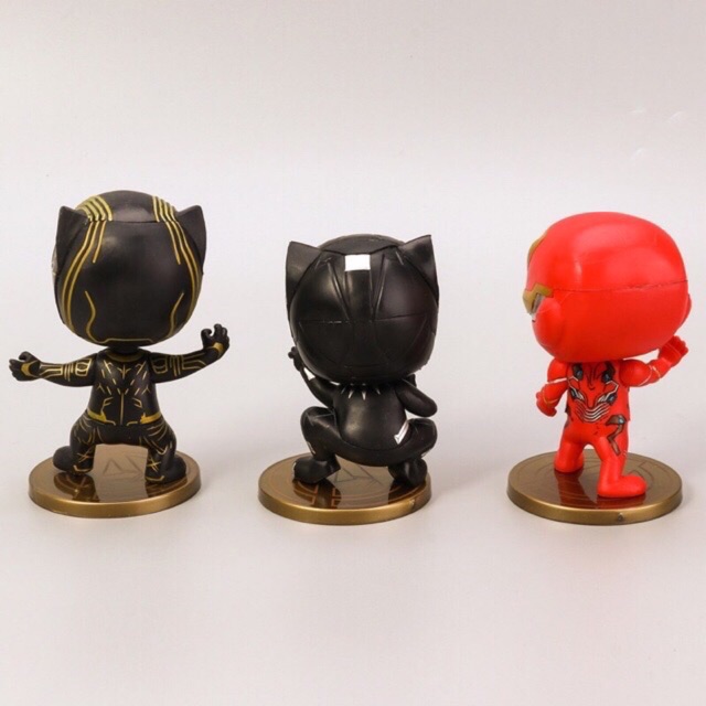 [Không hộp] Mô hình combo 8 món Chibi Black Panther - Ironman - Spiderman Marvel